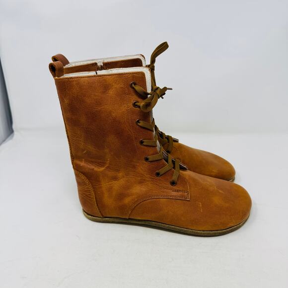 EF Handcrafted Brown Leather Lace-Up Boots Women’s Size 40 - Picture 5 of 13